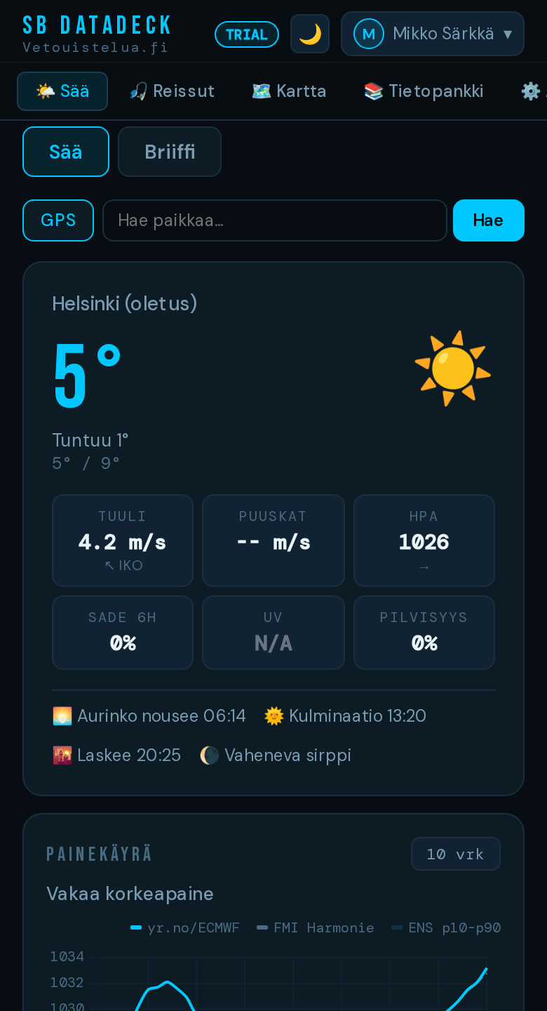 DataDeck sää-näkymä